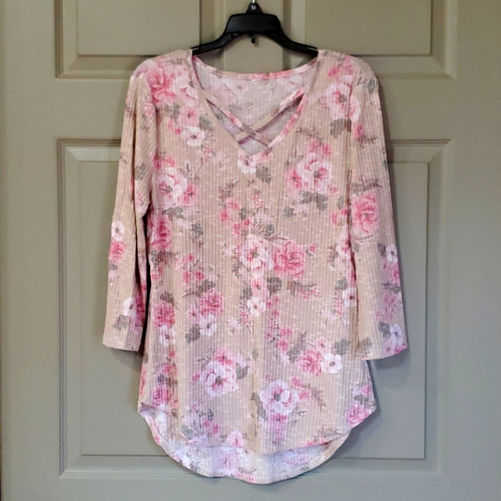 Floral Ribbed Lightweight Top